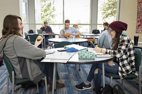 Students in North Atrium